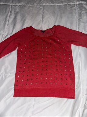 Express Red Studded Crewneck Sweater
